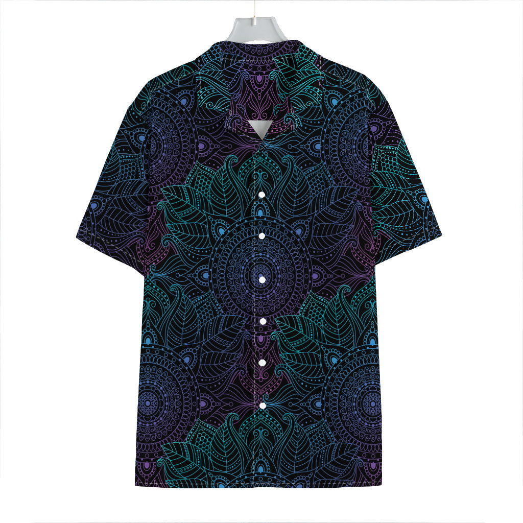 Purple And Teal Mandala Print Hawaiian Shirt