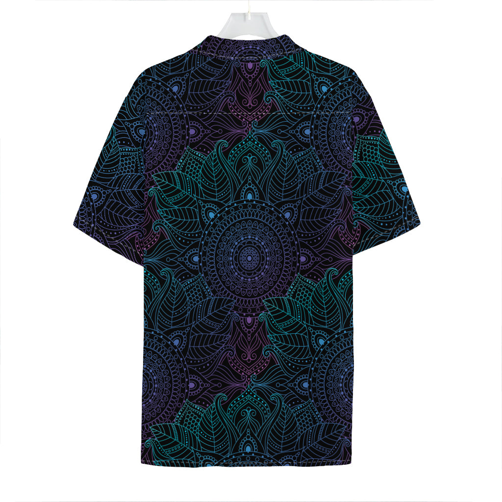 Purple And Teal Mandala Print Hawaiian Shirt