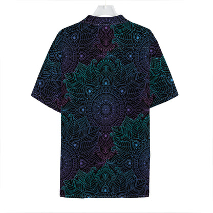 Purple And Teal Mandala Print Hawaiian Shirt