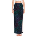 Purple And Teal Mandala Print High Slit Maxi Skirt