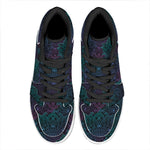 Purple And Teal Mandala Print High Top Leather Sneakers