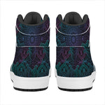 Purple And Teal Mandala Print High Top Leather Sneakers