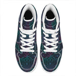 Purple And Teal Mandala Print High Top Leather Sneakers