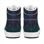 Purple And Teal Mandala Print High Top Leather Sneakers