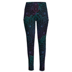 Purple And Teal Mandala Print High-Waisted Pocket Leggings
