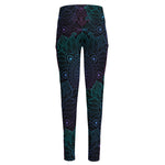 Purple And Teal Mandala Print High-Waisted Pocket Leggings