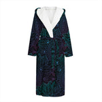 Purple And Teal Mandala Print Hooded Bathrobe