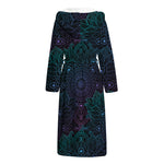 Purple And Teal Mandala Print Hooded Bathrobe