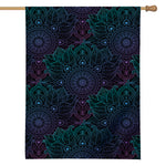 Purple And Teal Mandala Print House Flag