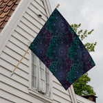 Purple And Teal Mandala Print House Flag
