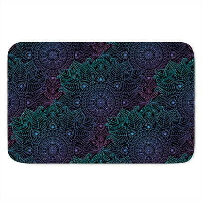 Purple And Teal Mandala Print Indoor Door Mat