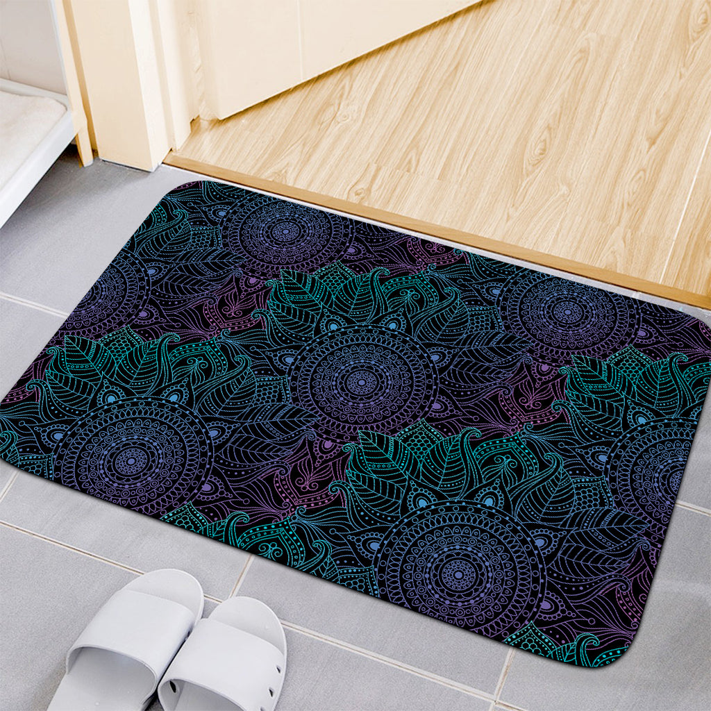 Purple And Teal Mandala Print Indoor Door Mat
