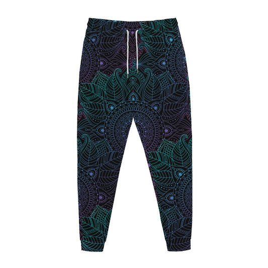 Purple And Teal Mandala Print Jogger Pants