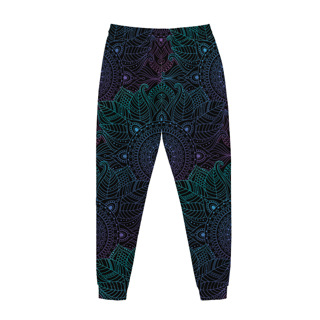 Purple And Teal Mandala Print Jogger Pants