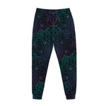 Purple And Teal Mandala Print Jogger Pants