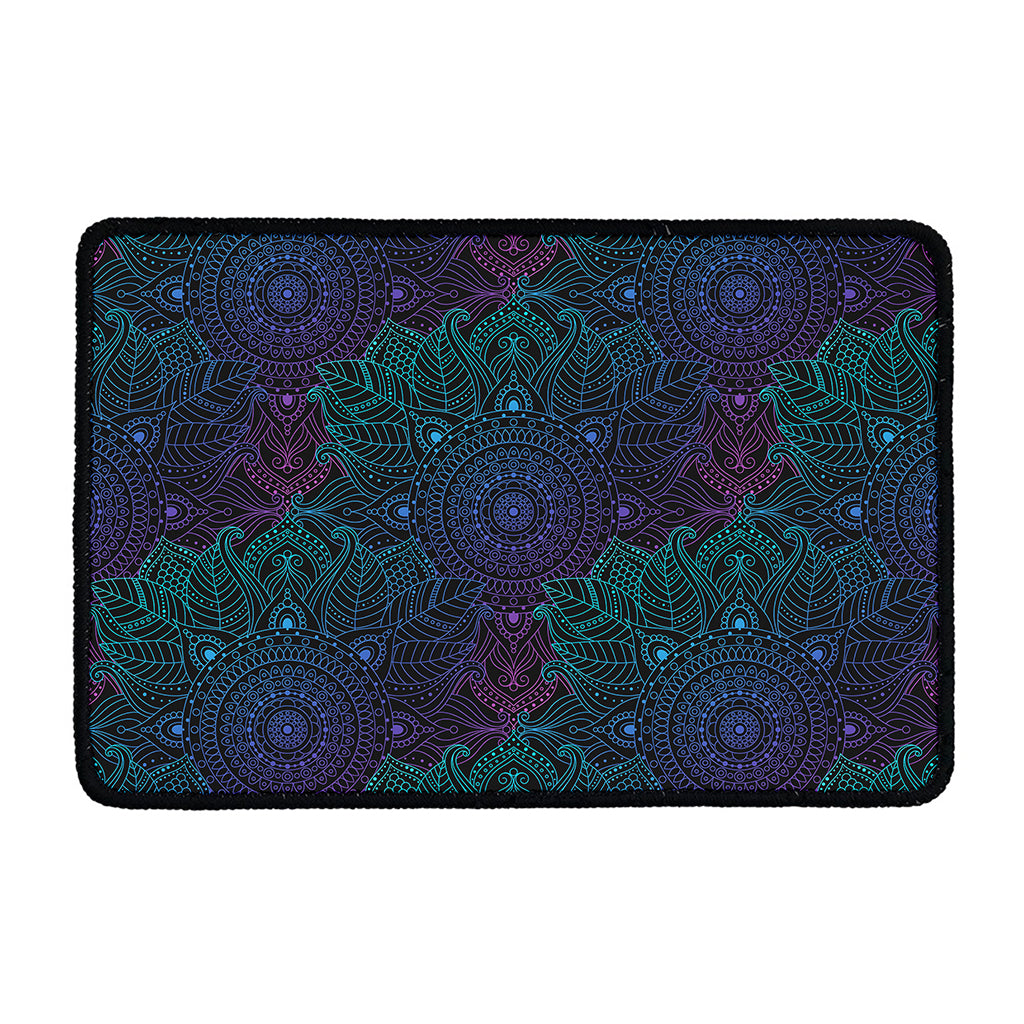 Purple And Teal Mandala Print Kitchen Mat
