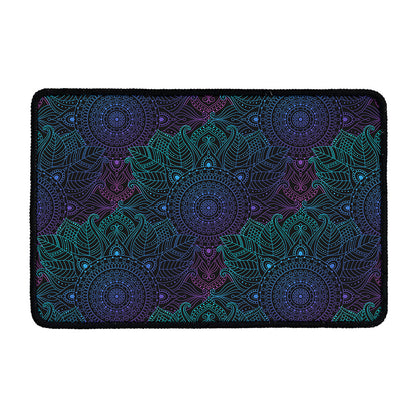 Purple And Teal Mandala Print Kitchen Mat
