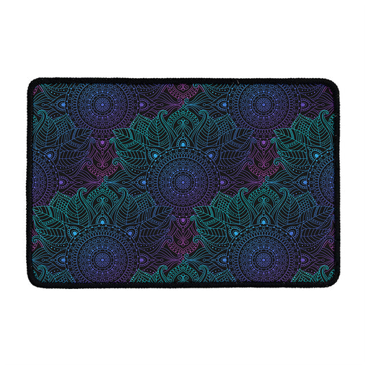 Purple And Teal Mandala Print Kitchen Mat