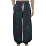 Purple And Teal Mandala Print Lantern Pants