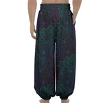 Purple And Teal Mandala Print Lantern Pants