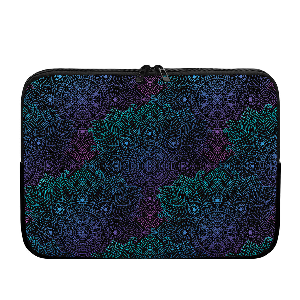 Purple And Teal Mandala Print Laptop Sleeve