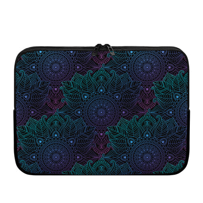 Purple And Teal Mandala Print Laptop Sleeve