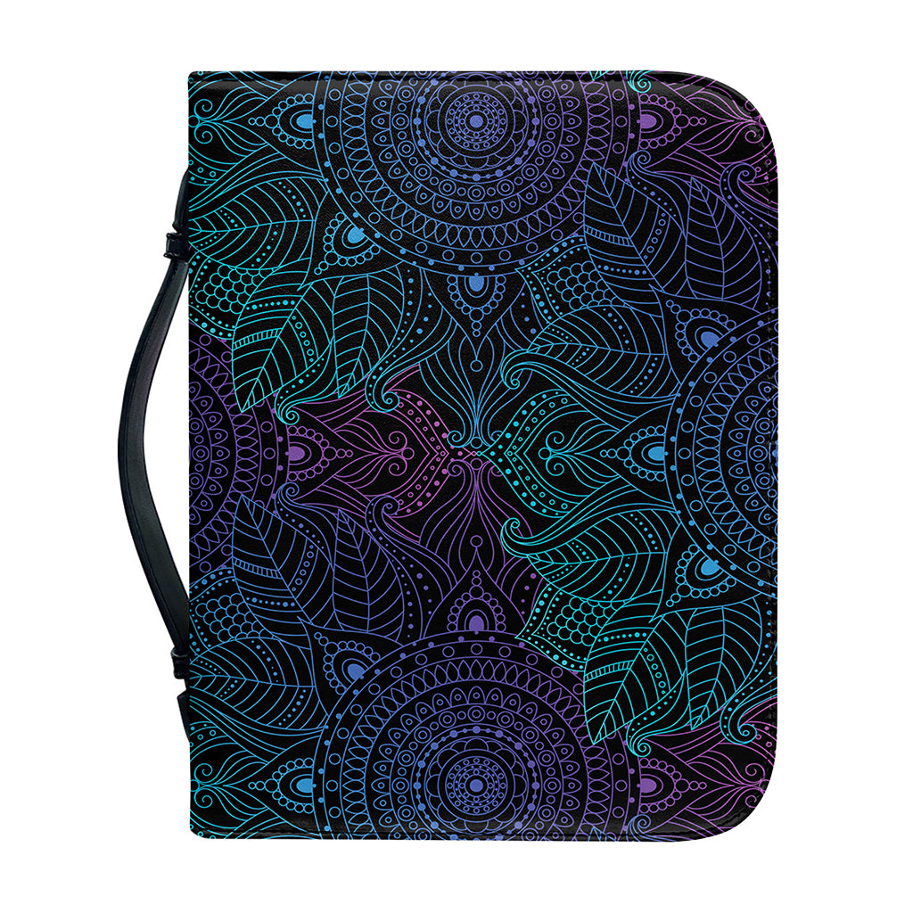 Purple And Teal Mandala Print Leather Bible Cover