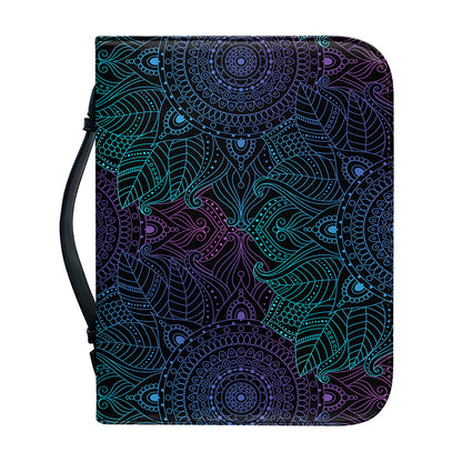 Purple And Teal Mandala Print Leather Bible Cover