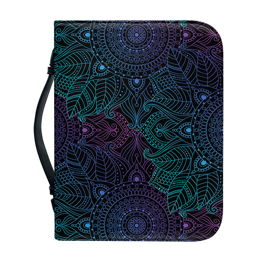 Purple And Teal Mandala Print Leather Bible Cover