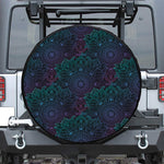 Purple And Teal Mandala Print Leather Spare Tire Cover
