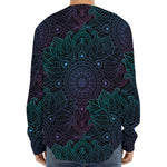 Purple And Teal Mandala Print Long Sleeve Baseball Jersey