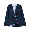 Purple And Teal Mandala Print Long Sleeve Short Coat