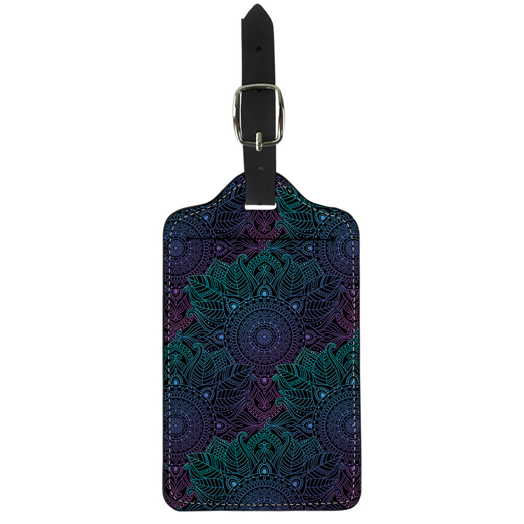 Purple And Teal Mandala Print Luggage Tag