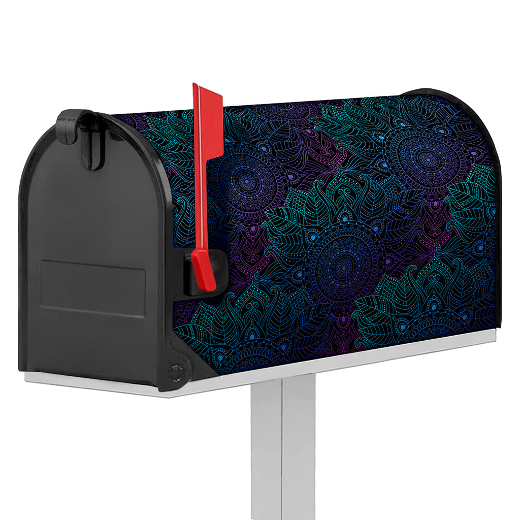 Purple And Teal Mandala Print Mailbox Cover