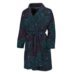 Purple And Teal Mandala Print Men's Bathrobe