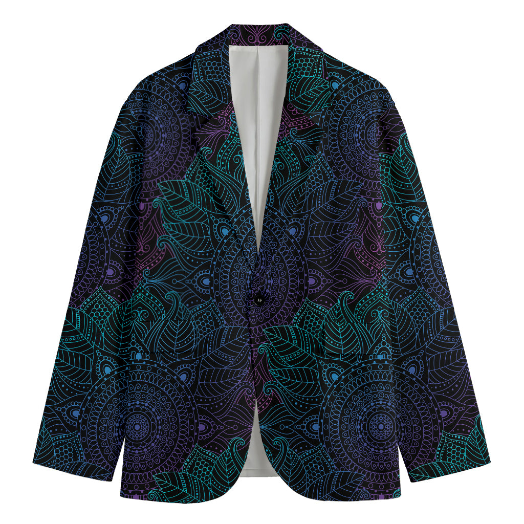 Purple And Teal Mandala Print Men's Blazer
