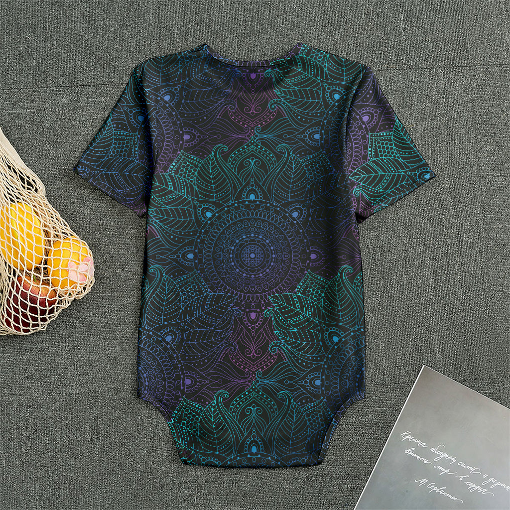 Purple And Teal Mandala Print Men's Bodysuit