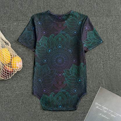 Purple And Teal Mandala Print Men's Bodysuit