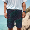 Purple And Teal Mandala Print Men's Cargo Shorts