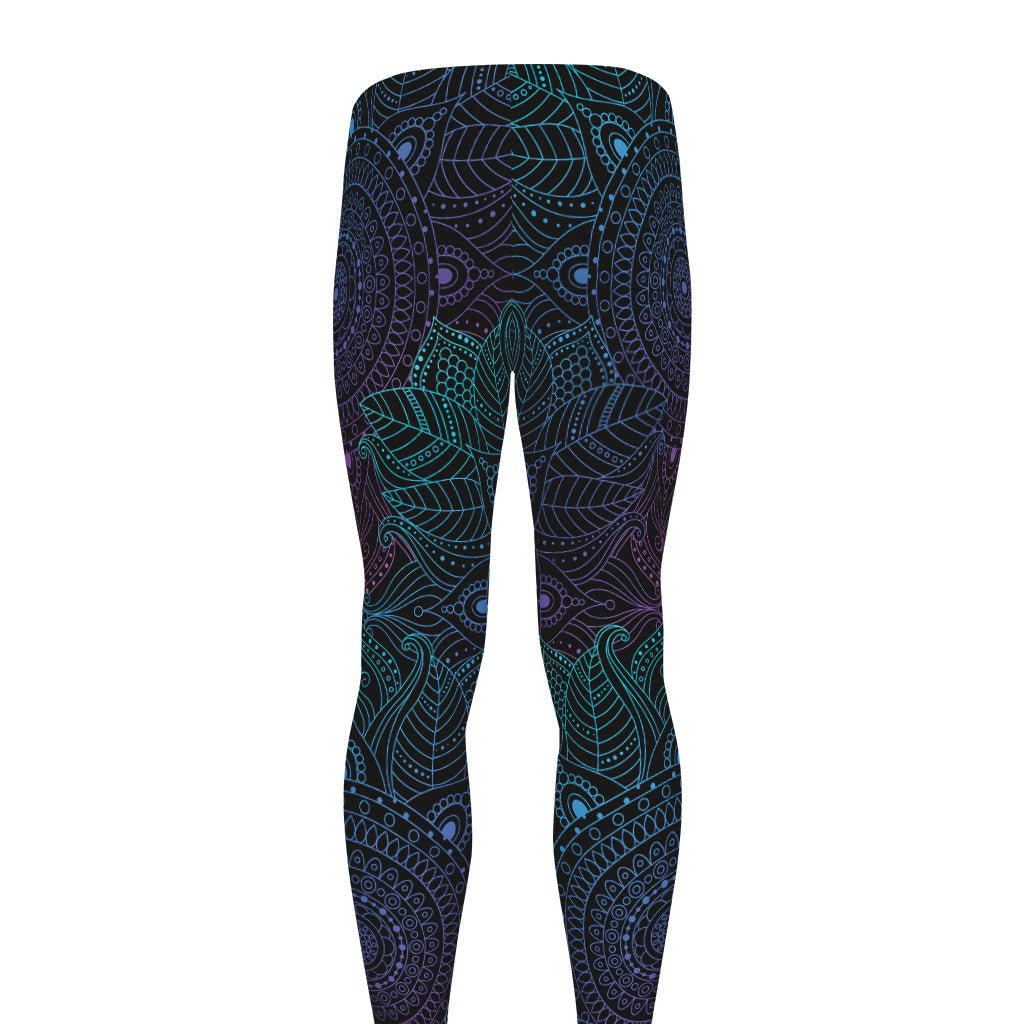 Purple And Teal Mandala Print Men's leggings