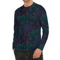 Purple And Teal Mandala Print Men's Long Sleeve Rash Guard