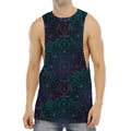 Purple And Teal Mandala Print Men's Muscle Tank Top
