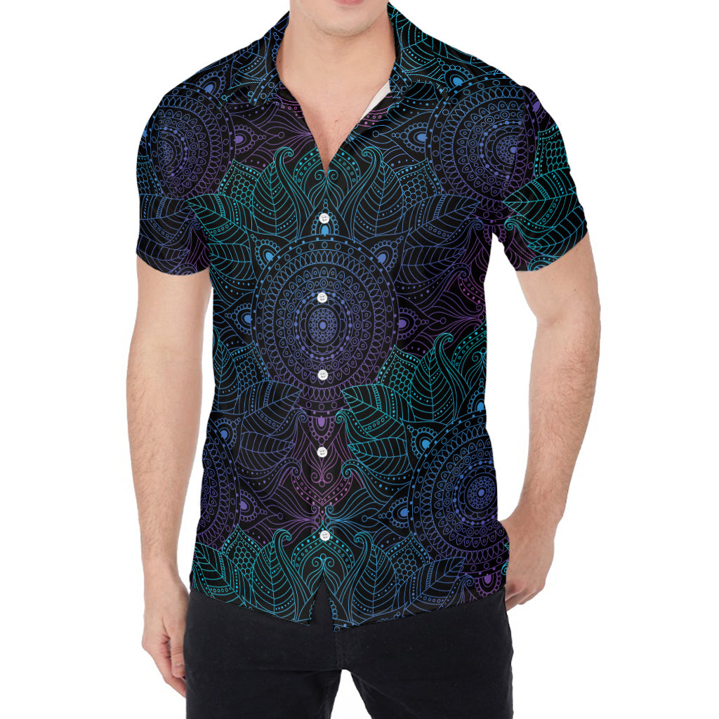 Purple And Teal Mandala Print Men's Shirt