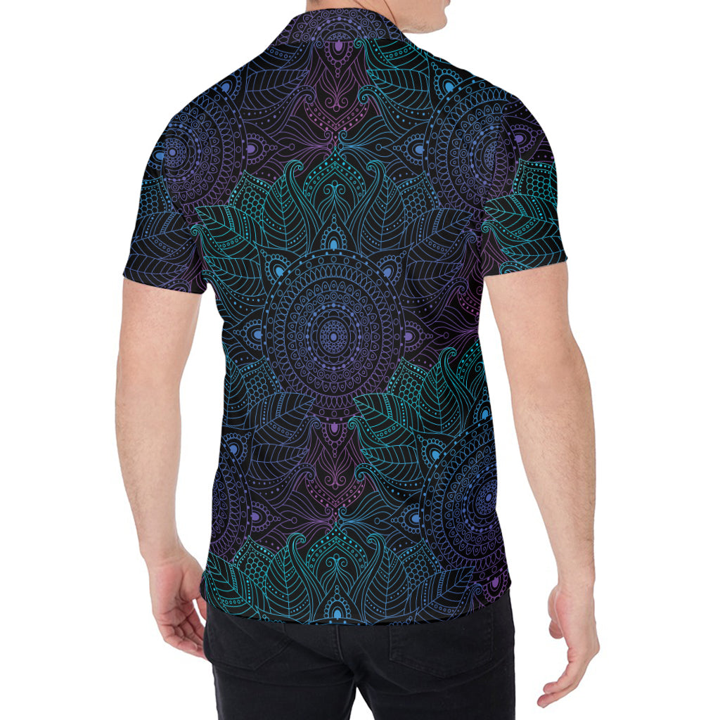 Purple And Teal Mandala Print Men's Shirt