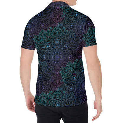 Purple And Teal Mandala Print Men's Shirt