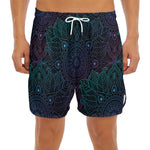 Purple And Teal Mandala Print Men's Split Running Shorts