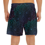Purple And Teal Mandala Print Men's Split Running Shorts