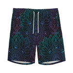 Purple And Teal Mandala Print Men's Sports Shorts