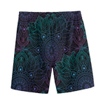 Purple And Teal Mandala Print Men's Sports Shorts