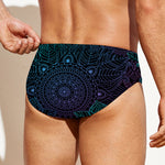 Purple And Teal Mandala Print Men's Swim Briefs